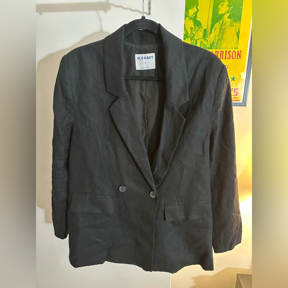 Old Navy Black Linen Blend Suit